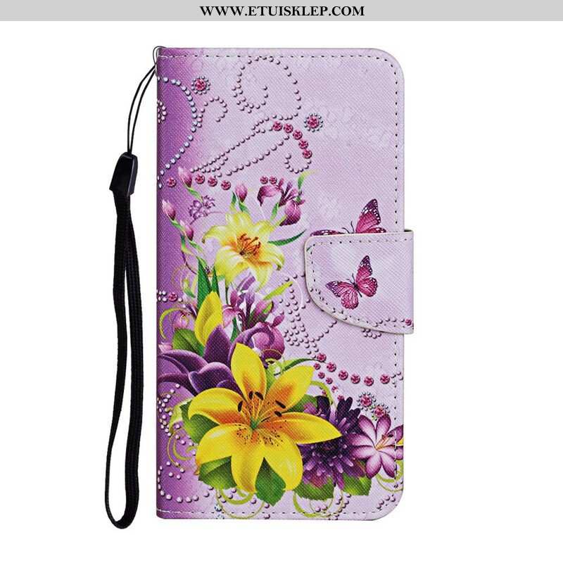 Etui Folio do iPhone 13 Pro Mistrzowskie Kwiaty Z Paskiem